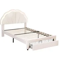 Artiss King Single Velvet Upholstered Bed Frame with LED Headboard and Underbed Drawer Storage 125x215cm