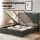 Artiss Double Gas Lift Storage Bed Frame Upholstered Geometric Headboard Charcoal Grey with Charging Ports