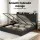 Artiss King Gas Lift Storage Bed Charcoal Grey Upholstered Geometric Headboard with Charging Ports 185x205cm