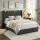 Artiss Queen Gas Lift Bed Frame with Concealed Storage Charging Ports Upholstered Geometric Headboard Charcoal Grey