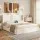 Artiss King Bed Frame with Gaslift Storage USB Type-C Charging Ports Velvet Upholstery White Geometric Headboard