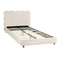 Artiss CLOUD King Single Bed Frame Cloud Headboard Bouclé Fabric Upholstered Platform Base White 107x203cm