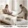 Artiss Queen Bed Frame with Storage Adjustable Headboard Charging Ports Beige Linen 300kg Capacity
