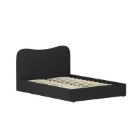 Artiss DARA Double Size Bed Frame Boucle Upholstered, Padded Headboard, Pine Wood Slat Support, Black, Sturdy Design