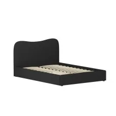 Artiss DARA Double Size Bed Frame Boucle Upholstered, Padded Headboard, Pine Wood Slat Support, Black, Sturdy Design
