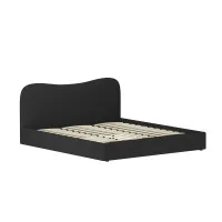 Artiss DARA King Size Bed Frame Boucle Upholstered, Padded Headboard, Pine Wood Slats, Sturdy Metal Connectors, Black