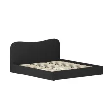 Artiss DARA King Size Bed Frame Boucle Upholstered, Padded Headboard, Pine Wood Slats, Sturdy Metal Connectors, Black