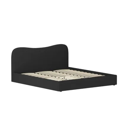 Artiss DARA King Size Bed Frame Boucle Upholstered, Padded Headboard, Pine Wood Slats, Sturdy Metal Connectors, Black