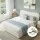 Artiss Queen Bed Frame with Gaslift Storage, Bouclé Upholstered, Pine Wood Platform, Padded Headboard, Beige White