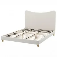 Artiss Queen Bed Frame with Bouclé Curved Headboard Beige 300kg Capacity