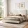 Artiss Queen Bed Frame with Bouclé Headboard 300kg Capacity Beige Curved Wooden Slats
