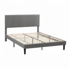 Artiss Double Bed Frame with Adjustable Upholstered Headboard 300kg Capacity Grey Mattress Compatible