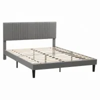 Artiss Queen Bed Frame 300kg with Adjustable Upholstered Headboard and Reinforced Plywood Slat Base Grey