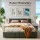 Artiss Heavy Duty Chenille Double Bed Frame Green Upholstered Platform Base 300kg Support 60cm Headboard