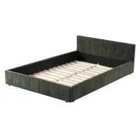 Artiss Heavy Duty Chenille Double Bed Frame Green Upholstered Platform Base 300kg Support 60cm Headboard