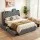 Artiss Double Bed Frame 4 Storage Drawers Tufted Wingback Headboard Charging Station Charcoal Grey 300kg