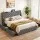 Artiss King Bed Frame Charcoal Grey with 4 Storage Drawers and Built in Charging Station Tufted Headboard