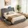 Artiss Queen Upholstered Bed Frame Charcoal Grey Tufted Wingback Headboard 4 Storage Drawers & Charging