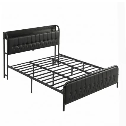 Artiss King Bed Frame PU Leather Upholstered with Storage Headboard and SAA Charging Station 300kg Capacity