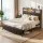 Artiss Double PU Leather Bed Frame with LED Headboard Storage and USB AC Charging Station 138x212cm 300kg