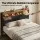Artiss Double PU Leather Bed Frame with LED Headboard Storage and USB AC Charging Station 138x212cm 300kg