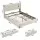 Artiss Double Bed Frame Beige Upholstered Tufted Headboard with USB Charging Station and 3 Storage Drawers 300 kg