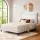 Artiss Queen Fabric Bed Frame with Padded Linen Look Headboard Grey Beige Metal Platform Base 151x200cm