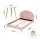 Artiss ROSY Double Bed Frame with Pink Velvet Scallop Bedhead and 50.5cm White Round Side Table Set (Double)