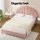 Artiss ROSY Double Bed Frame with Pink Velvet Scallop Bedhead and 50.5cm White Round Side Table Set (Double)