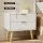 Artiss Queen Bed Frame Set with Gas-Lift Storage and Bouclé Headboard with Matching 2-Drawer Bedside Table Beige