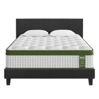 Artiss BedStory Queen Platform Bed Frame and Hybrid Pocket Coil Mattress Set Charcoal Medium‑Firm Support