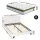 Bedstory Artiss Double Bed Frame in White PVC Leather with Padded Headboard & Hybrid Pocket Coil Mattress, Medium Firm