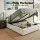Artiss Gas Lift King Single Bed Frame with Hidden Storage and Black Bedside Table Set White PVC Leather