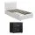 Artiss Gas Lift King Single Bed Frame with Hidden Storage and Black Bedside Table Set White PVC Leather