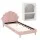 Artiss ROSY King Single Bed Frame with Pink Scallop Velvet Headboard and White Bedside Table Set