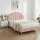 Artiss Pink Velvet Double Bed Frame with Scallop Headboard & White 2-Drawer Bedside Table, 204x144x105cm
