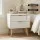 Artiss Pink Velvet Double Bed Frame with Scallop Headboard & White 2-Drawer Bedside Table, 204x144x105cm