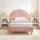 Artiss Rosy King Single Bed Frame Scallop Pink Velvet Headboard with 2 White Bedside Tables 216x114cm