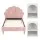 Artiss Rosy King Single Bed Frame Scallop Pink Velvet Headboard with 2 White Bedside Tables 216x114cm
