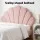 Artiss Rosy King Single Bed Frame Scallop Pink Velvet Headboard with 2 White Bedside Tables 216x114cm