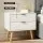 Artiss Tiyo Queen Upholstered Gas Lift Storage Bed Frame with Matching 2-Drawer Bedside Table Bundle
