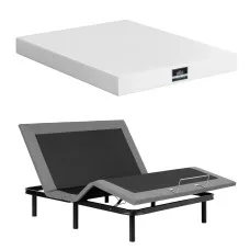 Artiss Adjustable Double Electric Bed Frame with Giselle 20cm Memory Foam Mattress Combo (Black)  double