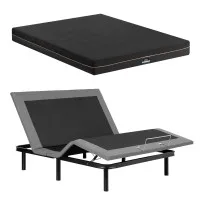 Artiss Double Adjustable Bed Frame with Giselle Bedding 18cm SHADOW Memory Foam Mattress Wireless Remote