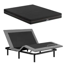 Artiss Double Adjustable Bed Frame with Giselle Bedding 18cm SHADOW Memory Foam Mattress Wireless Remote