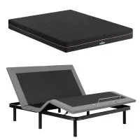Artiss King Adjustable Bed Frame with Giselle SHADOW 18cm Memory Foam Mattress Combo Black Adjustable Base