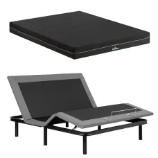 Artiss King Adjustable Bed Frame with Giselle SHADOW 18cm Memory Foam Mattress Combo Black Adjustable Base