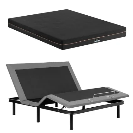 Artiss King Adjustable Bed Frame with Giselle SHADOW 18cm Memory Foam Mattress Combo Black Adjustable Base