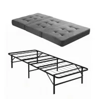 Giselle Bedding Single Folding Bed with 15cm Foam Mattress Metal Frame Guest Bed with Under-Bed Storage