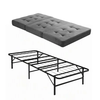 Giselle Bedding Single Folding Bed with 15cm Foam Mattress Metal Frame Guest Bed with Under-Bed Storage