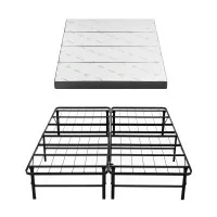 Giselle Bedding Queen Folding Bed with 10cm Mattress Metal Frame Guest Bed Bamboo Cover Four-Fold Design